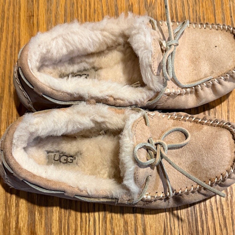 UGG Beige Suede Moccasin Slippers